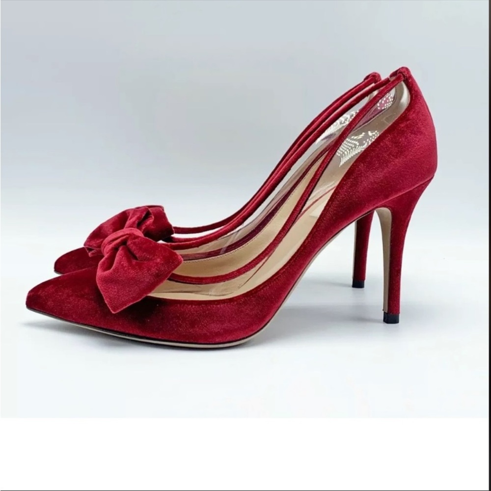 VELENTINO GARAVANI. Size 6.5. New in box dolly bow velvet pumps 90MM